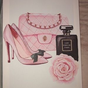 Purse and shoes wall art